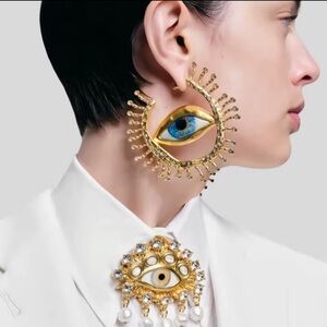 Schiaparelli Style Gaze Hoop Earrings
